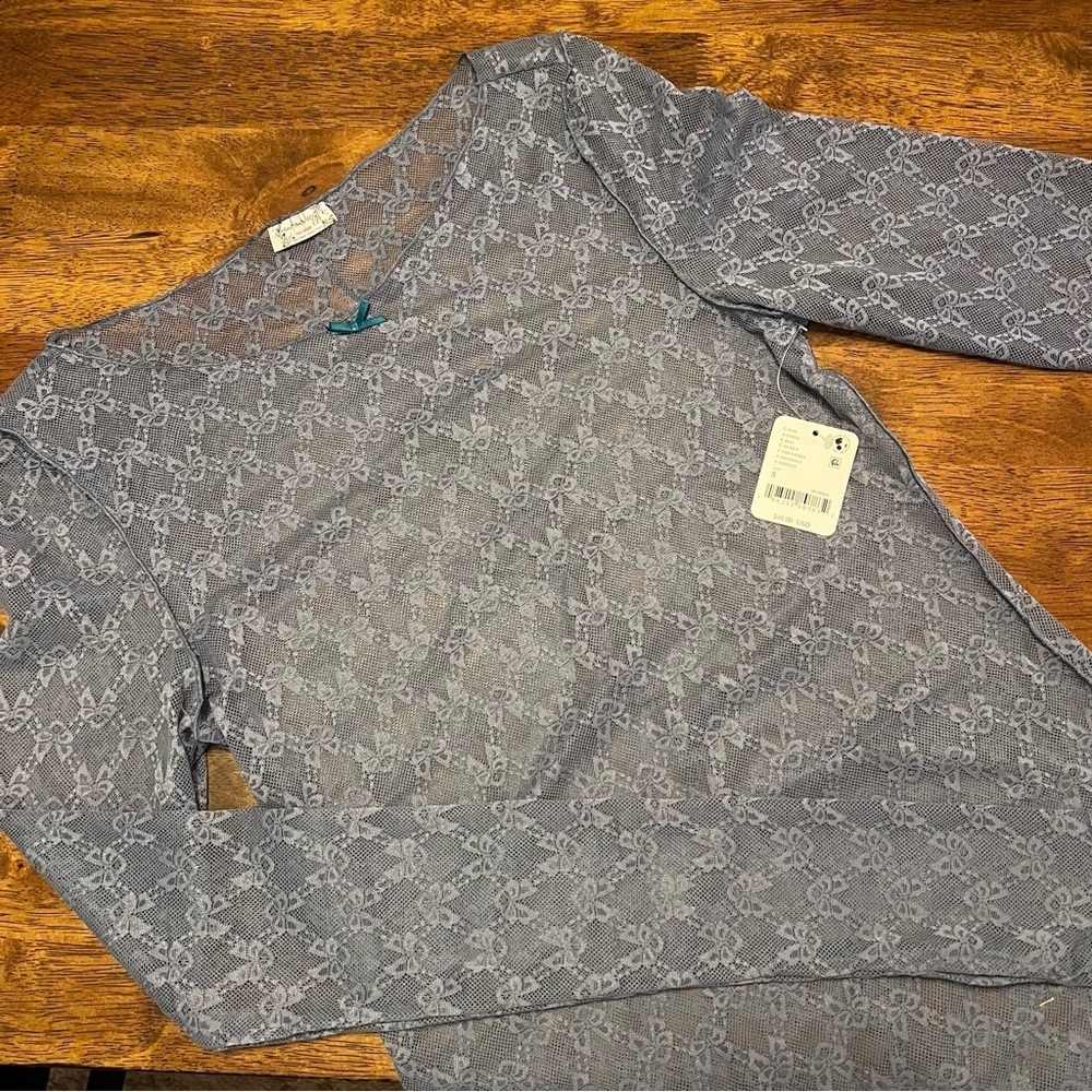 NWT FREE PEOPLE From Me To You Long Sleeve / Dusty Blue Grey Size Small - Picture 5 of 13